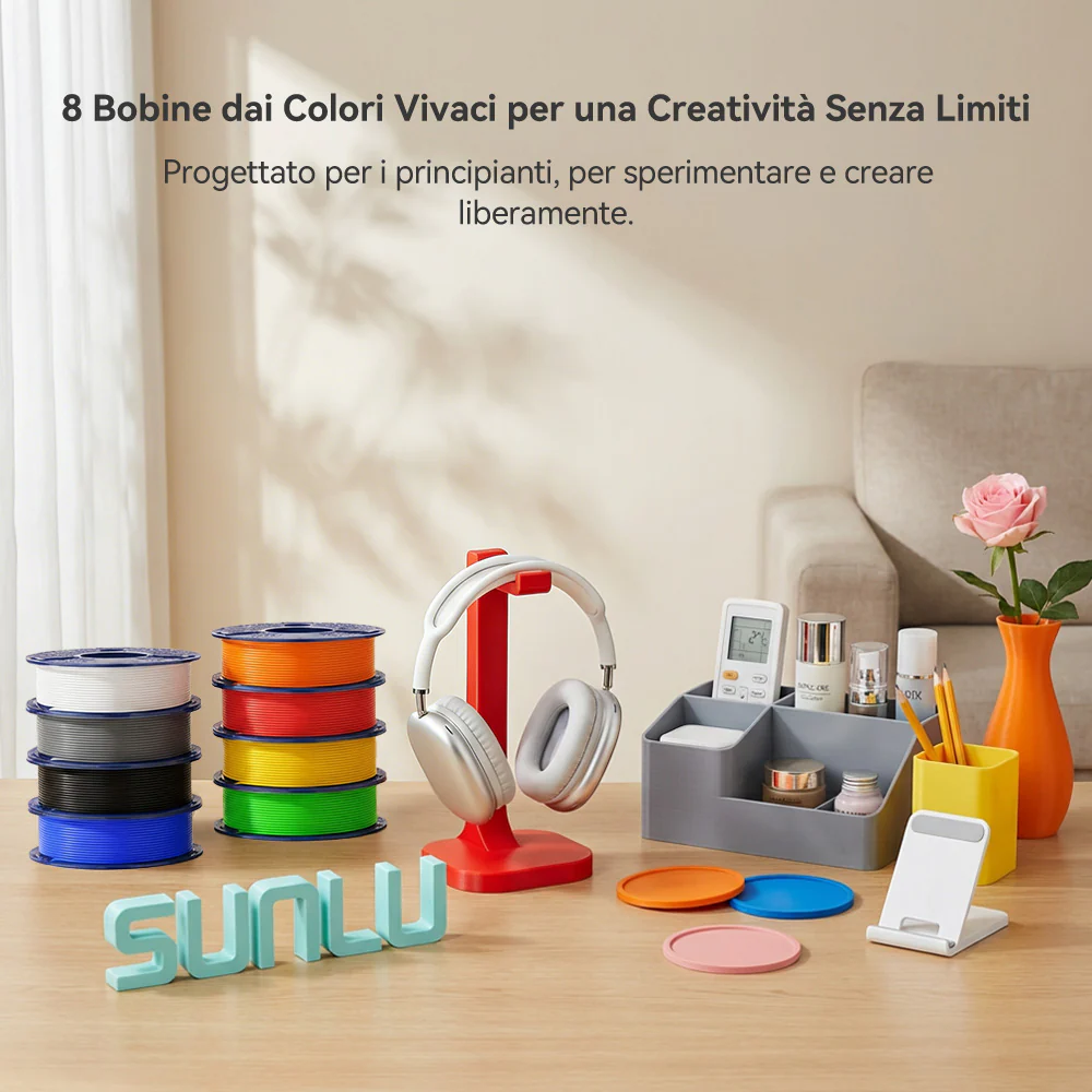 250g di Filamento, PLA, PLA+, PLA+2.0, PLA Meta Filament 250g*8 Rotoli, 0.25kg per Bobina, Confezione da 8, Totale 2kg, Mini Bobina per Stampanti 3D. - Image 6