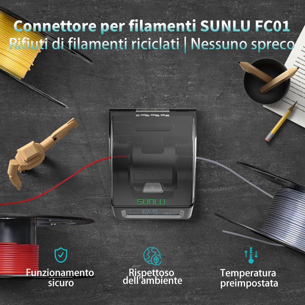 SUNLU Filament Connector FC01, Connettore per Filamento FC01, Saldatore a Fusione, Saldabile a Filamenti PLA, ABS, PETG, PCL, PA e PC da 1,75mm - Image 4