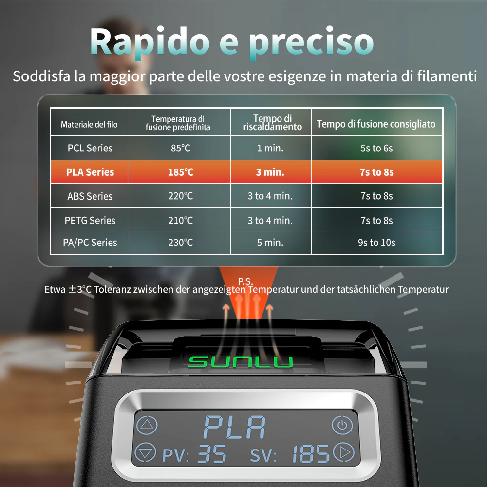 SUNLU Filament Connector FC01, Connettore per Filamento FC01, Saldatore a Fusione, Saldabile a Filamenti PLA, ABS, PETG, PCL, PA e PC da 1,75mm - Image 8