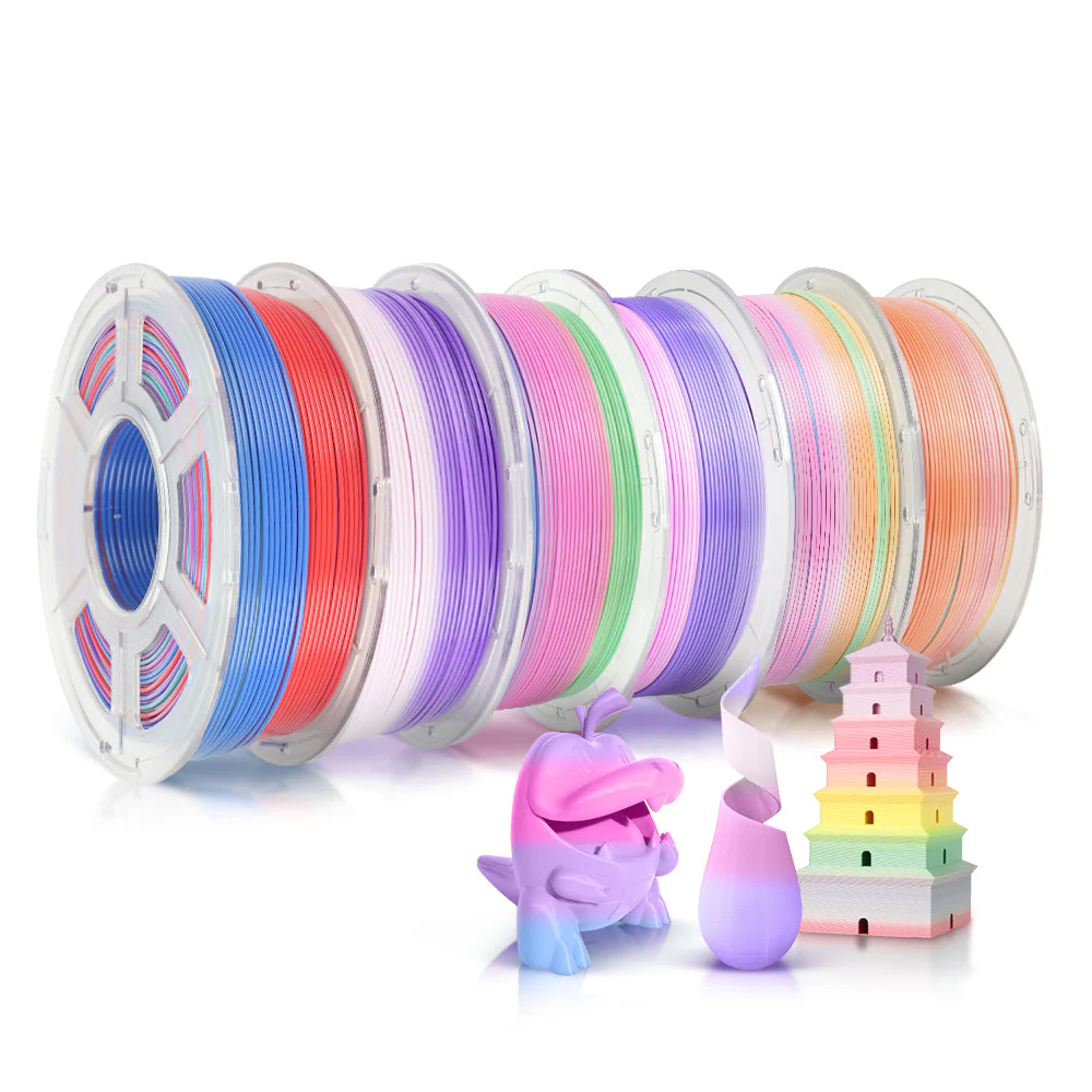 [MOQ: 3KG] Filamento per stampante 3D SILK Rainbow aggiornato (lunghezza di cambio colore 8 metri) 1 kg - Image 23