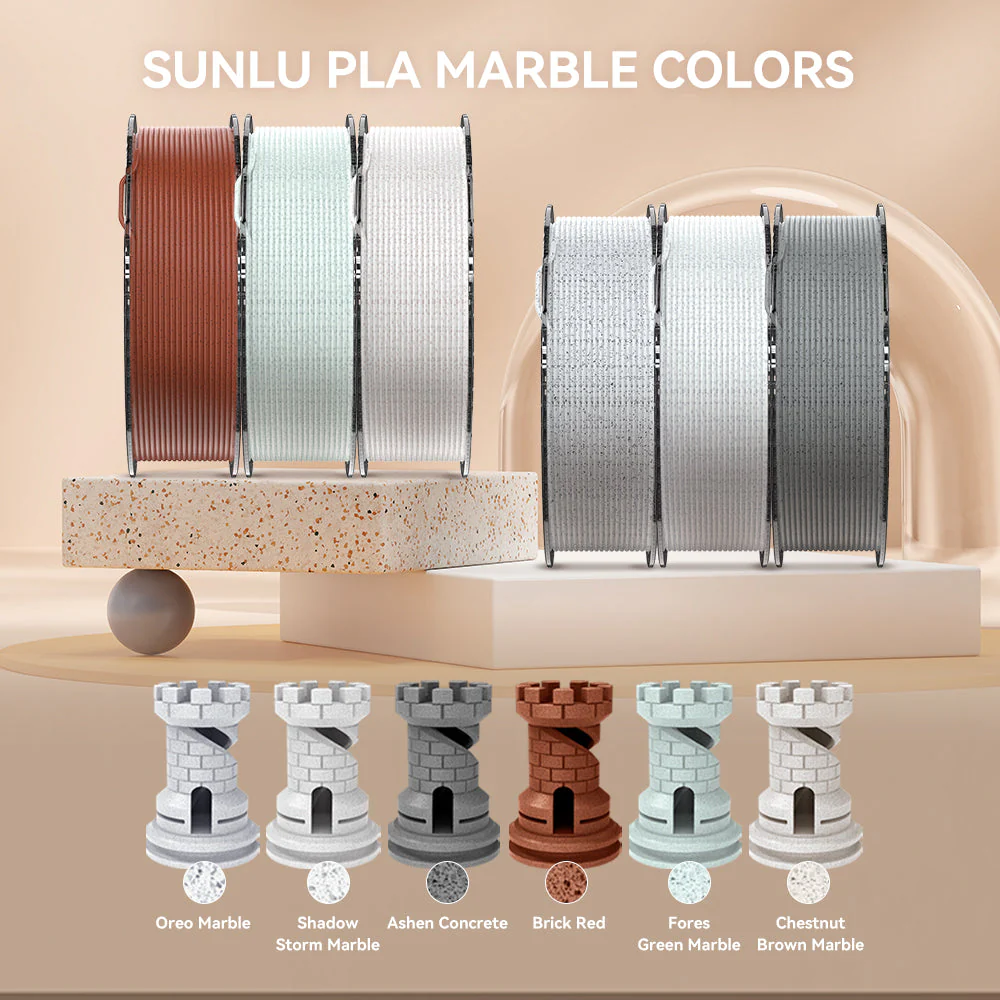 [MOQ: 3KG] Filamento per stampante 3D PLA Marble ad alta velocità 1 kg, High Speed PLA Marble - Image 4