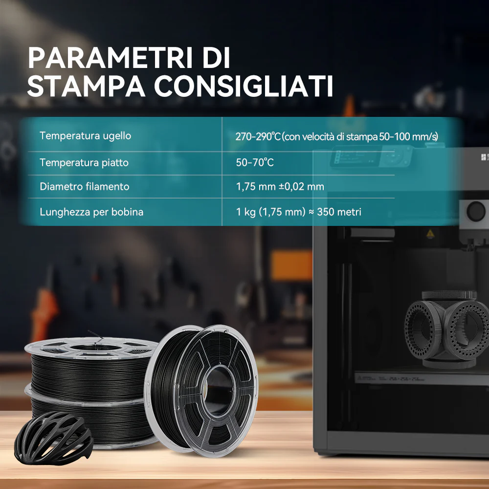 Filamento per stampante 3D in fibra di carbonio nylon-6 (PA6-CF) 1 kg - Image 10