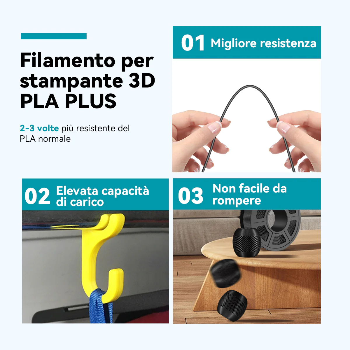 [MOQ: 6KG] Filamento PLA+ (PLA Plus) per Stampanti 3D, 1KG - Image 7
