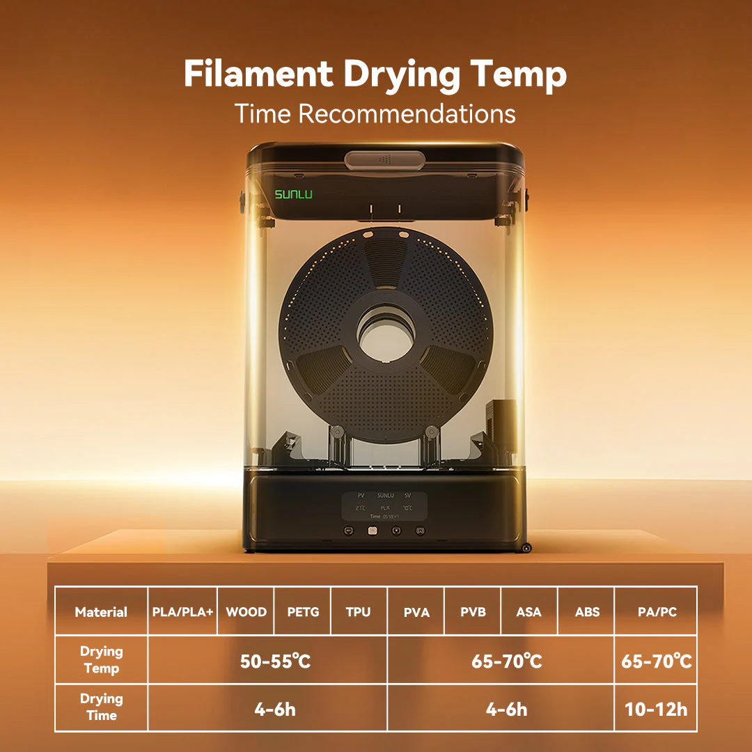 [SUNLU FilaDryer SP2, essiccatore di filamenti 2 in 1 con scatola di immagazzinamento, asciugatura fino a 70℃ (158°F) e immagazzinamento senza soluzione di continuità, compatibile con bobine di dimensioni 1kg×2 o 2kg×1 o 3kg×1 - Image 11
