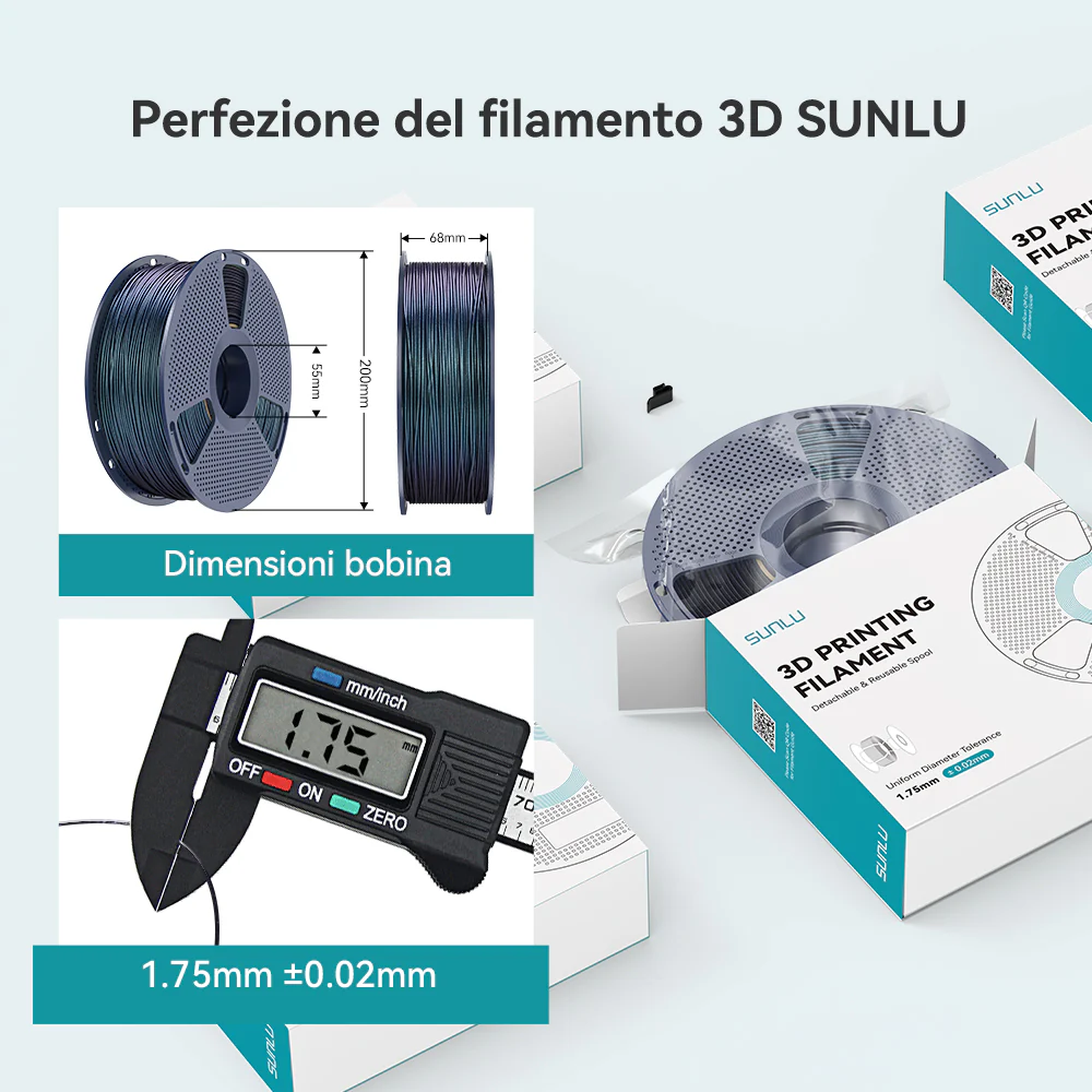 [MOQ: 3KG] SUNLU Filamento PLA Galassia Esterica 1KG, Filamento PLA Iridescente, Polvere Perlata Ultrafina Scintillante - Image 7